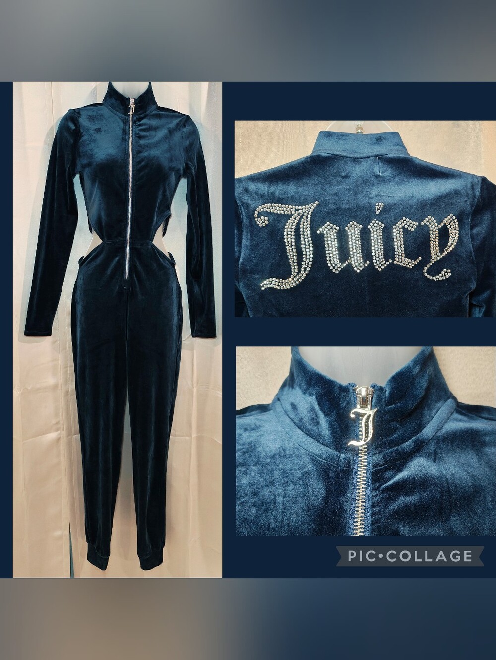 🔥💎ULTRA RARE Juicy Couture Teal Blue Cutout Velour Jumpsuit💎🔥